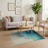 Blue Teal Oceanic Wave Abstract Area Rug