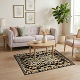 Brown Tan Geometric Leopard Area Rug
