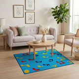 Playful Music Notes Area Rug in Vibrant Blue