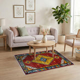 Bold Red Southwestern Diamond Motif Rug