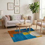Geometric Blue Sun Abstract Area Rug