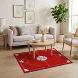 Kids Cartoon Red Baseball Diamond Area Rug