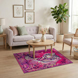 Vibrant Pink Tiger Jungle Area Rug