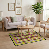 Vibrant Yellow Pink Geometric Tribal Rug