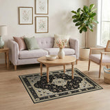 Elegant Black Gold Persian Area Rug