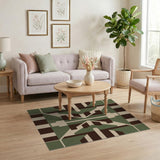 Symmetrical Green Geometric Area Rug