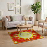 Fiery Sunburst Mandala Area Rug