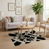 Abstract Black Geometric Explosion Area Rug