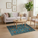 Southwestern Teal Southwestern Geometric Area Rug