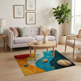 Whimsical Solar System Kids Rug with Planets Stars