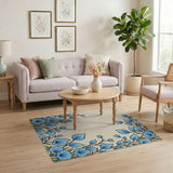 Cascading Blue Hydrangea Floral Area Rug