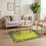 Vibrant Yellow Easter Egg Border Area Rug