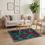 Festive Red Cardinal Birds Pattern Area Rug