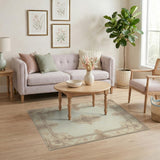 Elegant Cream Ornate Floral Frame Rug