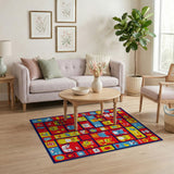 Playful Cartoon Animal Maze Kids Area Rug