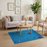 Vibrant Geometric Shapes Blue Area Rug
