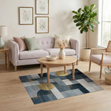 Geometric Navy Blue Gold Modern Area Rug