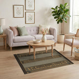 Black and Tan Heritage Tribal Stripe Area Rug