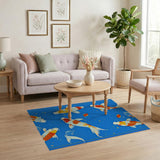 Vibrant Koi Fish Blue Area Rug