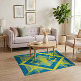 Geometric Modern Blue and Teal Teal Blue Geometric Modern Area Rug