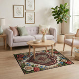 Vintage Lace Heart Rose Garden Area Rug