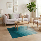 Wavy Blue Teal Gradient Abstract Area Rug