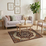 Ornate Mandala Brown Tan Area Rug
