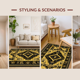 Ultra Soft Area Rug, Non Slip, Stain Resistant, Washable Area Rugs for Living Room, Bedroom, Bold Black and Gold Textures(Gold)