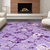 Ultra Soft Area Rug, Non Slip, Stain Resistant, Washable Area Rugs for Living Room, Bedroom, Elegant Soft Colorful Bloom Patterns(Purple)