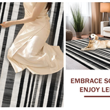 Ultra Soft Area Rug, Non Slip, Stain Resistant, Washable Area Rugs for Living Room, Bedroom, Bold Stripe Symphony: Black & White Geometric Patterned Rug(Black)