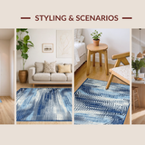 Ultra Soft Area Rug, Non Slip, Stain Resistant, Washable Area Rugs for Living Room, Bedroom, Lively Watercolor Splash Pattern(Blue)