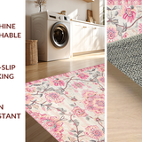 Ultra Soft Area Rug, Non Slip, Stain Resistant, Washable Area Rugs for Living Room, Bedroom, Chic Blush Floral Medallion(Pink)