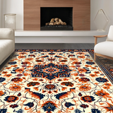 Ultra Soft Area Rug, Non Slip, Stain Resistant, Washable Area Rugs for Living Room, Bedroom, Lively Distressed Medallion Visual(White)