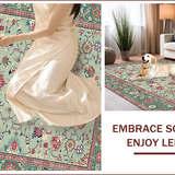 Ultra Soft Area Rug, Non Slip, Stain Resistant, Washable Area Rugs for Living Room, Bedroom, Rustic Floral Geometric Arrangement(Green)