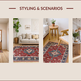 Ultra Soft Area Rug, Non Slip, Stain Resistant, Washable Area Rugs for Living Room, Bedroom, Vibrant Boho Tiled Arrangement(Red)