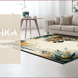 Ultra Soft Area Rug, Non Slip, Stain Resistant, Washable Area Rugs for Living Room, Bedroom, Elegant Black and Ivory Animal Print(Gold)