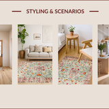 Ultra Soft Area Rug, Non Slip, Stain Resistant, Washable Area Rugs for Living Room, Bedroom, Chic Boho Nature-Inspired Design(Beige)