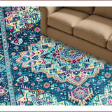 Ultra Soft Area Rug, Non Slip, Stain Resistant, Washable Area Rugs for Living Room, Bedroom, Striking Rustic Medallion Pattern(Blue)