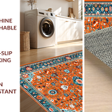 Ultra Soft Area Rug, Non Slip, Stain Resistant, Washable Area Rugs for Living Room, Bedroom, Bright Tiled Rustic Charm(Orange)
