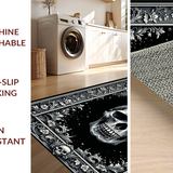 Ultra Soft Area Rug, Non Slip, Stain Resistant, Washable Area Rugs for Living Room, Bedroom, Chic Monochrome Skull Pattern(Gray)