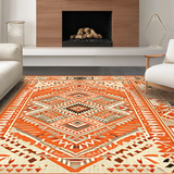 Ultra Soft Area Rug, Non Slip, Stain Resistant, Washable Area Rugs for Living Room, Bedroom, Dynamic Orange Geometric Shapes(Orange)