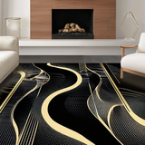 Luxurious Black Gold Geometric Waves(Black)