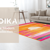 Ultra Soft Area Rug, Non Slip, Stain Resistant, Washable Area Rugs for Living Room, Bedroom, Cheerful Kaleidoscopic Circle Arrangement(Orange)