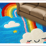 Ultra Soft Area Rug, Non Slip, Stain Resistant, Washable Area Rugs for Living Room, Bedroom, Whimsical Earth-Toned Nursery Playroom Rug(Blue)