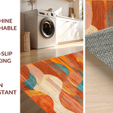 Ultra Soft Area Rug, Non Slip, Stain Resistant, Washable Area Rugs for Living Room, Bedroom, Stylish Contemporary Ink Wash Art(Orange)