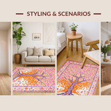 Ultra Soft Area Rug, Non Slip, Stain Resistant, Washable Area Rugs for Living Room, Bedroom, Rustic Vintage Nature Design(Orange)