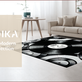 Ultra Soft Area Rug, Non Slip, Stain Resistant, Washable Area Rugs for Living Room, Bedroom, Cool Pop Art Music Decor Study Mat(Black)