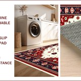 Ultra Soft Area Rug, Non Slip, Stain Resistant, Washable Area Rugs for Living Room, Bedroom, Traditional Oriental Ivory Red Living Room Non-Shedding Rug(Red)
