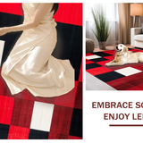 Ultra Soft Area Rug, Non Slip, Stain Resistant, Washable Area Rugs for Living Room, Bedroom, Bold Red and Black Checkerboard Motif(Red)