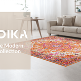 Ultra Soft Area Rug, Non Slip, Stain Resistant, Washable Area Rugs for Living Room, Bedroom, Striking Eclectic Floral Fusion(Orange)